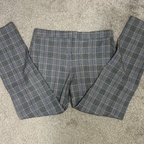 Zara Basic XL Grey Plaid Tapered Ankle Pants - Picture 1 of 7